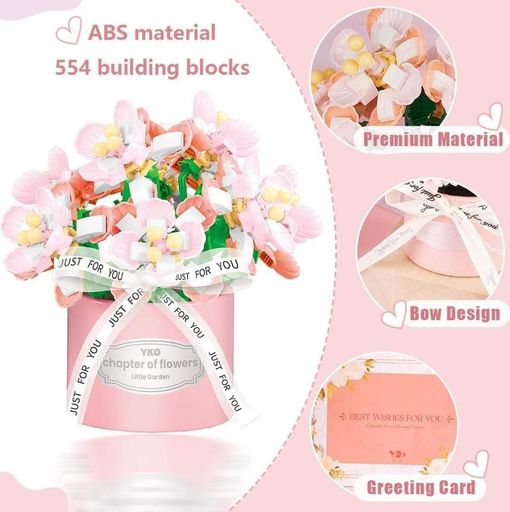 Конструктор No Brand Pink Bouquet Floral Luxury 544 деталі Різнокольоровий (2104619301) (1748151)
