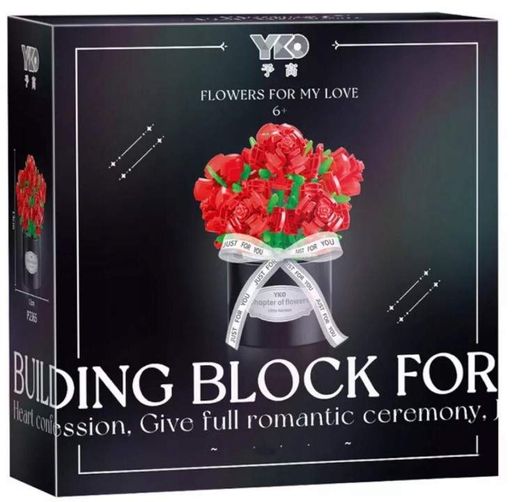 Конструктор No Brand Red Bouquet Floral Luxury 514 деталей Червоно-зелений (2104619302) (1748152)