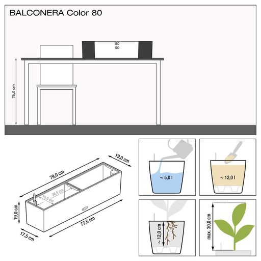 Вазон Lechuza Balconera Color 80 білий 12 л (1750742)