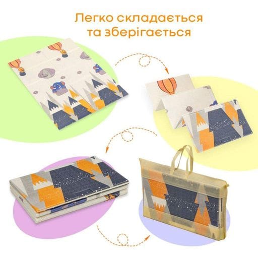 Дитячий складний термокилимок 117см х 177см х 8мм Повітряні кульки - Ведмедики (301) SW-00003031 (1752053)