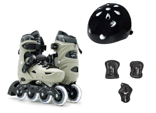 Комплект дитячих роликів + захист + шолом Model Gray Scale Sports. Усі колеса світяться. Розмір 29-33 (1752524)
