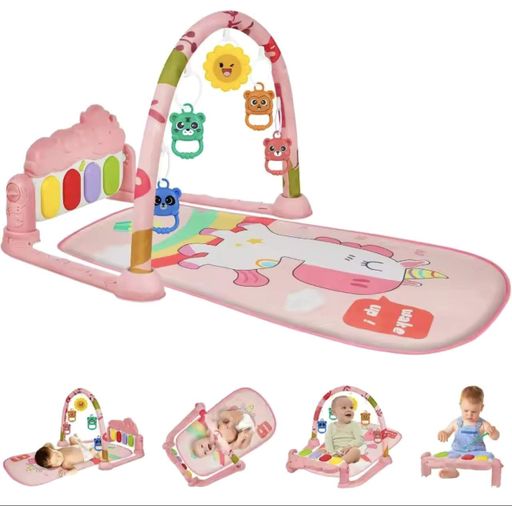 Игровой коврик-пианино с дугой и подвесными игрушками, 76×56 см, музыкальный, для младенцев (1752588)