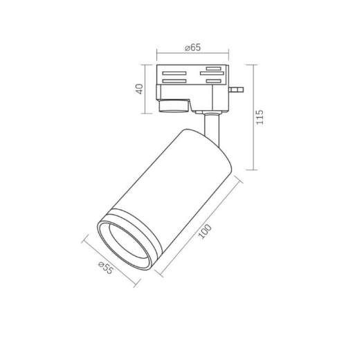 LED Світильник трековий під лампу GU10 55*100мм чорний VL-SPF05C-B Videx (1753354)