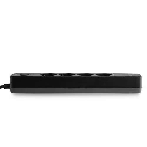 Мережевий подовжувач із заземленням 4 розетки/1USB-A/1Type-C 3м з кнопкою чорний VF-PD43G1QC1PD-B Oncord Videx (1753652)
