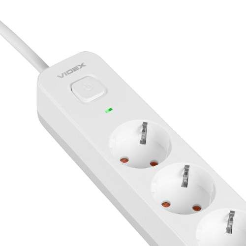 Мережевий подовжувач із заземленням 3 розетки/2USB-A/1Type-C 3м з кнопкою білий VF-PD33G2U1C-W Oncord Videx (1753653)