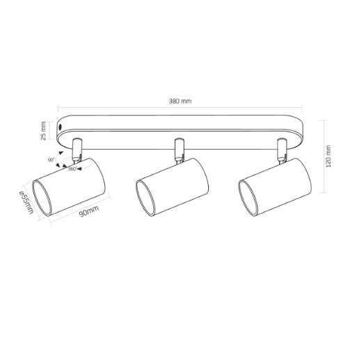 LED Світильник під лампу 3*GU10 накладний поворотний VL-SPF05B-WFB Videx (1753910)