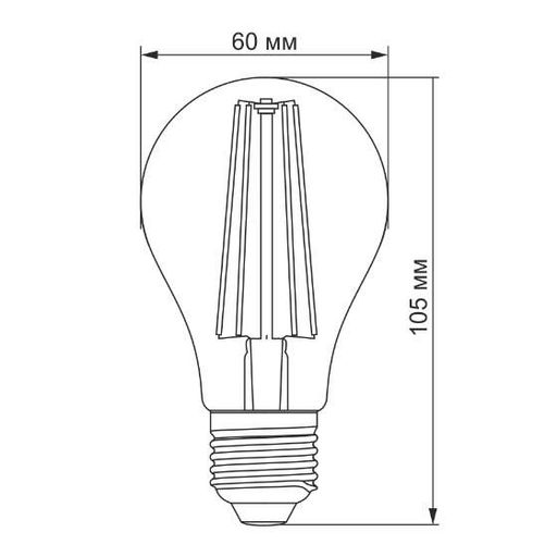 Лампа A60 8W E27 1200К 220V Filament LED Videx (1753956)