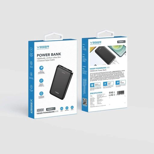Зовнішній акумулятор VEGER 10000 mAh 2A A10 (W1065) (1756069)