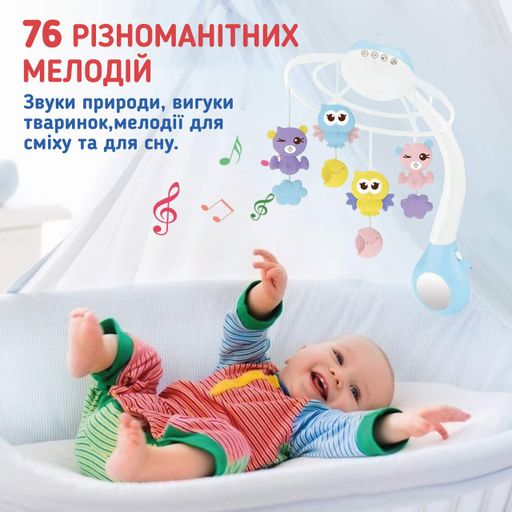 Дитячий мобіль для немовлят на ліжечко з проектором A1 Рожевий (1756475)