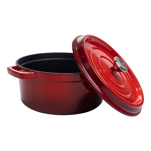 Кокотница чугунная эмалированная 4,5 л, красный Yiwu HP-1-19-RED (1760652)