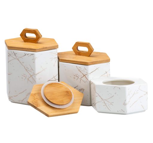 Набор банок для сыпучих продуктов 3 штуки с бамбуковой крышкой TS Kitchen HP276 (1760656)