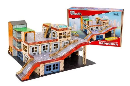 Деревянный 3D конструктор PuzzleOk Парковка 194 детали (1761069)
