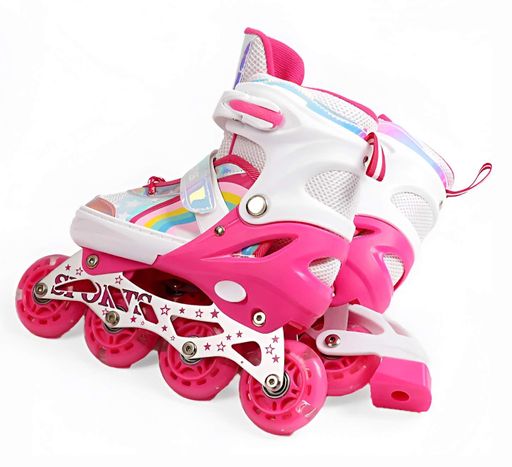 Роликовые коньки Best Roller 70-5 М колеса PU светятся. Pink and White (размер 34-38) (186969) (1761262)
