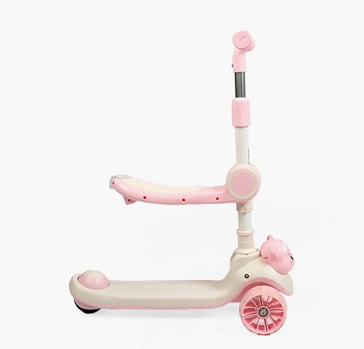 Самокат трехколесный 3в1 с сидением Skyper F-4/90 колеса PU со светом и музыкой. Pink and Beige (189313) (1761302)