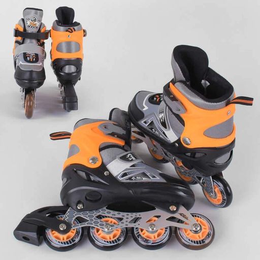Роликовые коньки 02-S Best Roller колеса PU светятся. Grey and Orange (размер 30-33) (98932) (1761357)