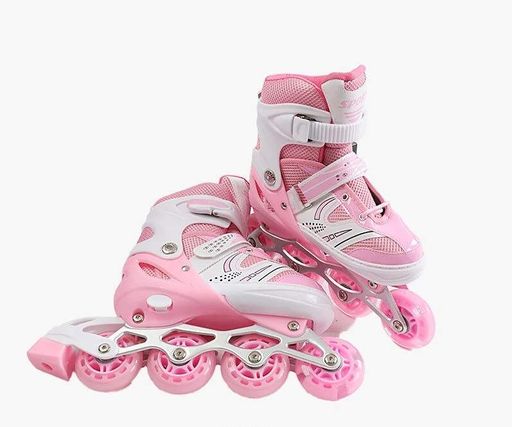 Роликовые коньки 053-М Best Roller колеса PU светятся. Pink (размер 34-38) (174527) (1761380)