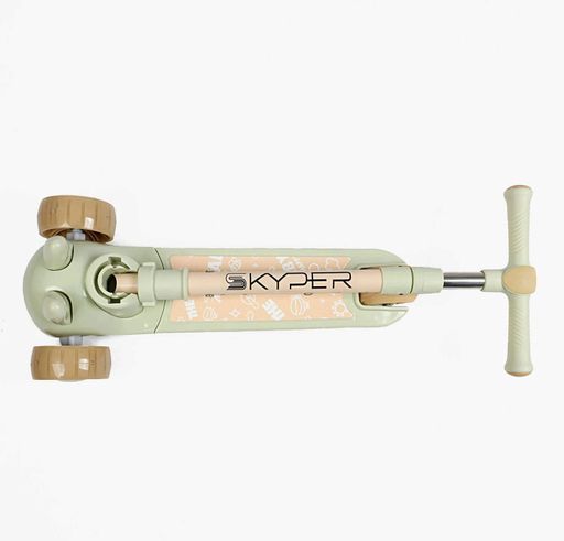 Самокат триколісний з сидінням Skyper QF-1564 колеса PU зі світлом та музикою. Light green and Brown (189252) (1761481)
