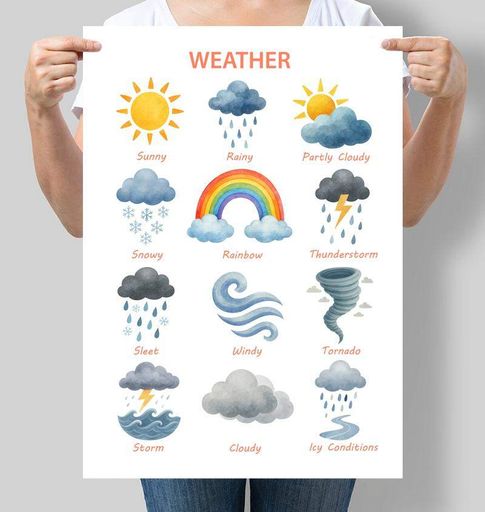 Обучающий постер Motivator Погода на английском Weather 42x59.4 см, A2, без рамки (D234_A2) (1761607)