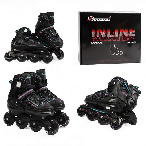 Роликовые коньки 450-3 M Best Roller колеса PU светятся. Black (размер 35-38) (186079) (1761676)