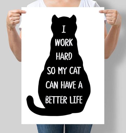 Постер Motivator мотиваційний I Work Hard So My Cat Can Have A Better Life 42x59.4 см, A2, без рамки (M155_A2) (1761854)