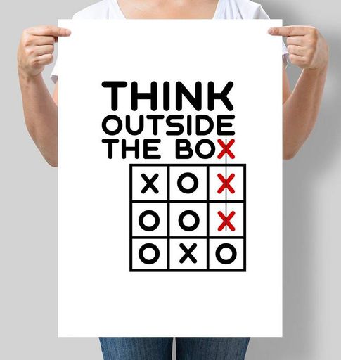 Постер Motivator мотивационный Think outside the box слоган Apple 29.7x42 см, A3, без рамки (M015_A3) (1761887)