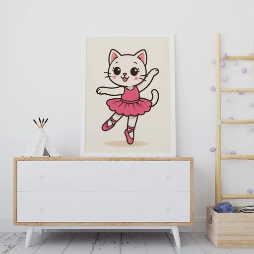 Постер Motivator для дитячої кімнати дівчинки Киця балерина 42x59.4 см, A2, без рамки (DYT001_A2) (1761977)