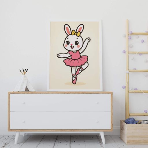Постер Motivator для дитячої кімнати дівчинки Кролик балерина 42x59.4 см, A2, без рамки (DYT002_A2) (1762004)