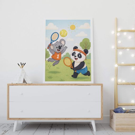 Постер Motivator для дитячої кімнати Панда і Коала грають у теніс 42x59.4 см, A2, без рамки (DYT006_A2) (1762044)