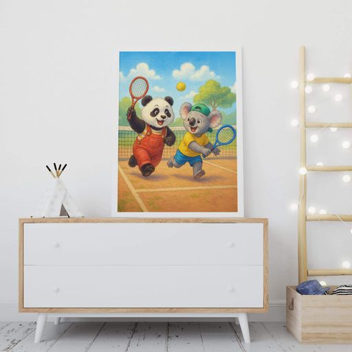 Постер Motivator для дитячої кімнати Панда і Коала грають у теніс 42x59.4 см, A2, без рамки (DYT013_A2) (1762045)