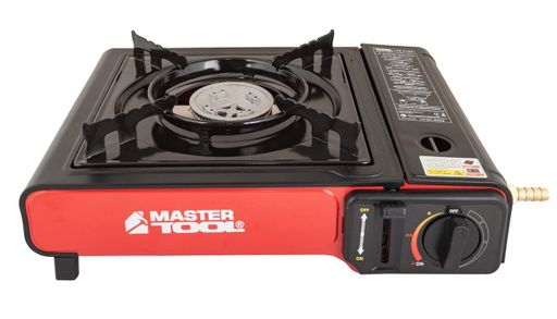 Плита портативная газовая MASTERTOOL с пьезоподжигом в пластиковом кейсе. Black and Red (44-5102) (1763479)
