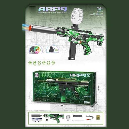 Автомат ARP9 встроенный аккумулятор стреляет орбизами глушитель с подсветкой. Green (162110) (1764665)