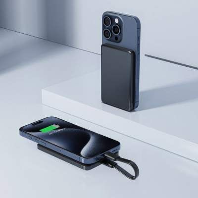 Батарея универсальная Acefast Magnetic Wireless 5000mAh 18W PD, QC/3.0, QI 7.5W, ультра тонкий, M8 Bllack (6974316283386) (1768392)