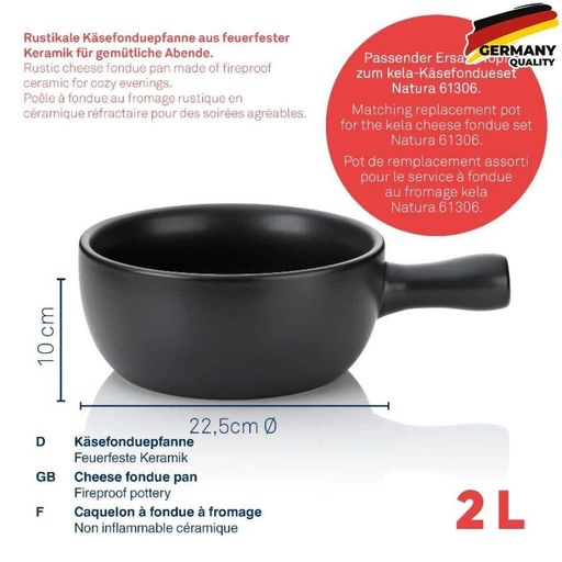 Каструля керамічна для сирного фондю KELA Basel 22,5 см 2 л (66575) (1773295)