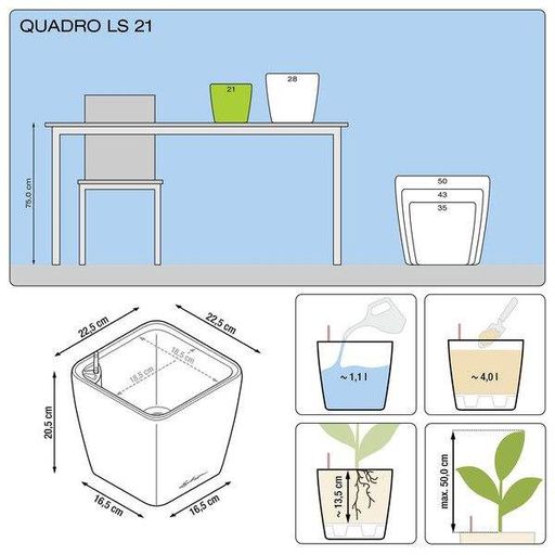 Розумний вазон Lechuza Quadro Premium LS 21 4 л сірий 16123 (1776115)