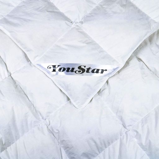 Эксклюзивное пуховое Двуспальное одеяло премиум качества YouStar 100% гусиный пух, Сатин, размер 175х205 см (Белый) (1781389)