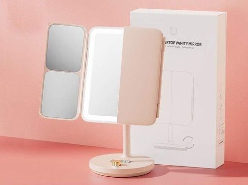 Зеркало для макияжа JORDAN & JUDY NV536 LED Mirror-Foldable Pink [99747] (1781571)