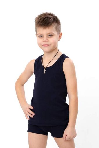 Однотонний білизняний комплект для хлопчика майка та труси-боксери 2 шт Носи своє 122 см Темно-синій (p-7722-223533-pak2) (1781942)