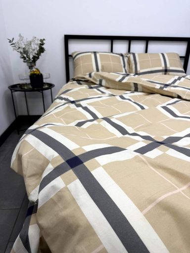 Комплект постельного белья евро 200х220 Бязь Gold Luxe наволочки 70х70 клетка беж (1785280)