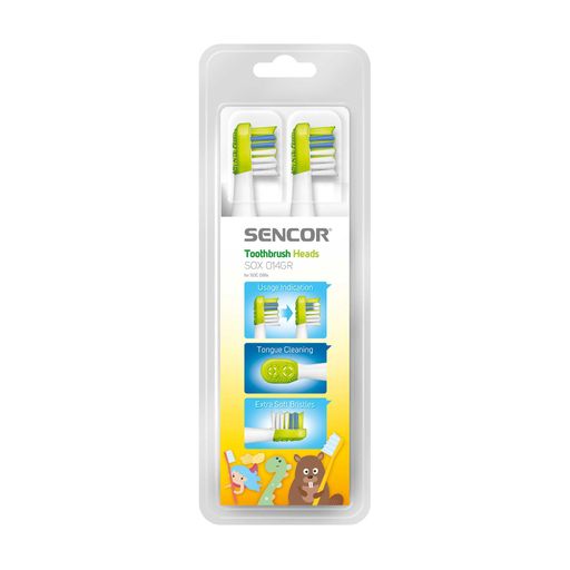 Сменные насадки для детской электрической зубной щетки Sencor Toothbrush Heads SOX 014GR белые, 4 шт