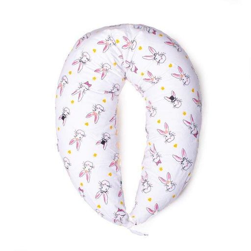 Подушка MirSon для вагітних та годування №8336 Print Line 17-0529 Bunnies white Бязь 30х170х20 см (2200006200611) (1789312)