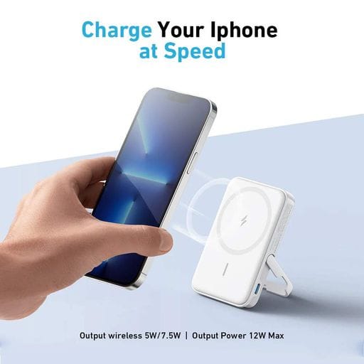 Магнітний бездротовий павербанк Anker MagGo A1618 5000 mAh 12W з підставкою Purple (1789416)