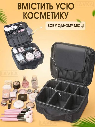 Портативная косметичка Lavka, несессер, бьюти кейс, органайзер для косметики, дорожная косметичка, 7 отделов, Черная 2904254201 (1792005)