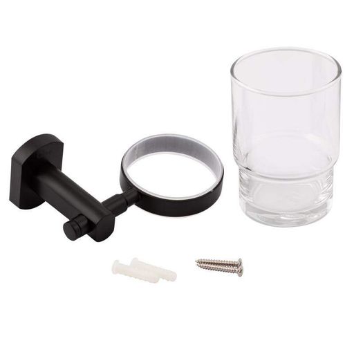 Склянка з тримачем Qtap Liberty настінна QTLIBBLM1158 Black (1793316)