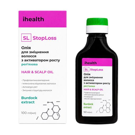 Репейное масло Ihealth StopLoss для укрепления волос с активатором роста, 100 мл