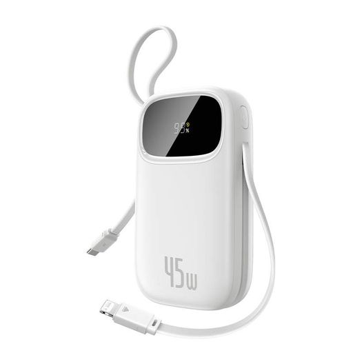 Зовнішній акумулятор Baseus EnerFill FC31 Qpow 3 Digital Display Power Bank with USB-C+iP Cables 20000mAh 45W Moon White (E0028D01) (1802202)