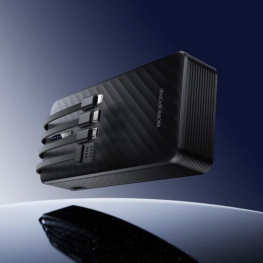 Зовнішній акумулятор BOROFONE BJ84A Smooth power bank with four cables(20000mAh) Black (6941991126178) (1802209)