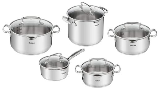 Набір посуду Tefal Duetto Plus, 10предметів, нержавіюча сталь, скло (1804302)
