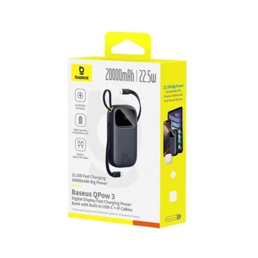 Зовнішній акумулятор Baseus EnerFill FC31 Digital Display Power Bank with 2 Built-in Cables 20000mAh 22.5W Cosmic Black (1804403)
