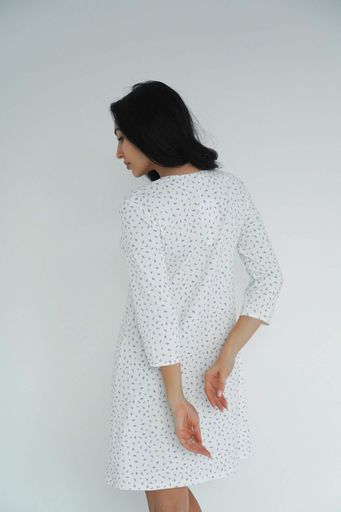 Ночная рубашка Мамин Дім Warm&Cosy XL Молочный/лиловый Листья (25203) (1804698)