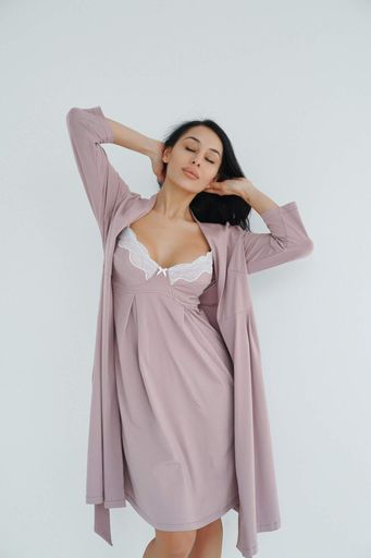 Ночная рубашка Мамин Дім Soft&Lace XS Аметист (25202) (1804792)